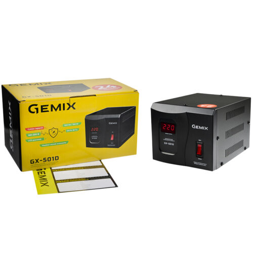 Стабілізатор напруги Gemix GX-501D, 500ВА/350Вт, цифрові індикатори, пластиковий корпус - Зображення 6