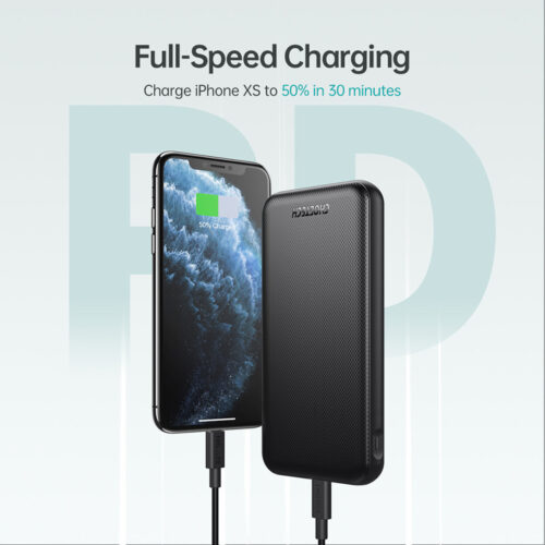 УМБ Choetech 10000mAh, 18W PD QC3.0, USB-C In/out, USB-A Li-pol чорна - Зображення 6