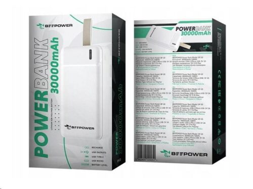 УМБ BeePower 30000 mAh, 2.1A USB-C/Micro USB IN + 2 x USB3.0 біла - Зображення 4