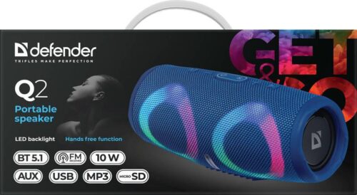 Акустична система 1.0 Defender Q2 10W, BT/FM/USB/TF/AUX синя - Зображення 7