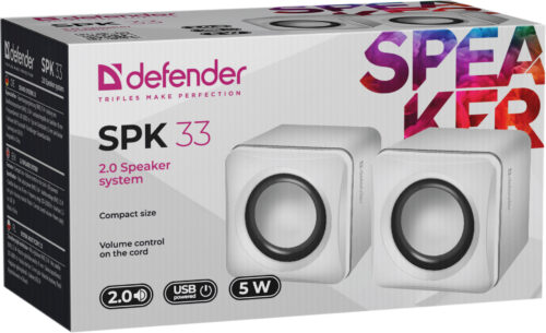 Акустична система 2.0 Defender SPK-33, 5Вт, біла, USB - Зображення 2