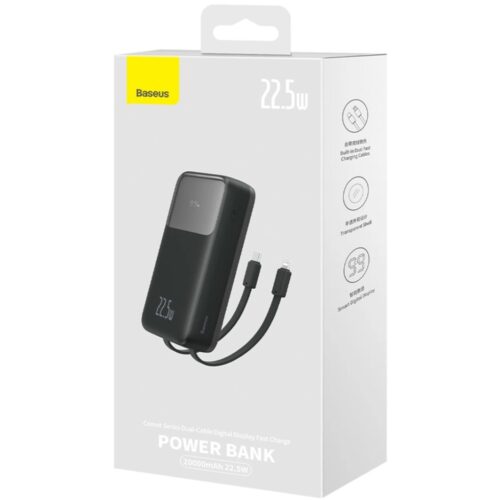 УМБ Baseus Comet Series 20000mAh 22.5W PD with Display USB-A / USB-C cable black - Зображення 6