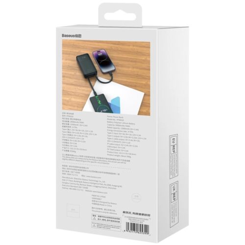 УМБ Baseus Comet Series 20000mAh 22.5W PD with Display USB-A / USB-C cable black - Зображення 7