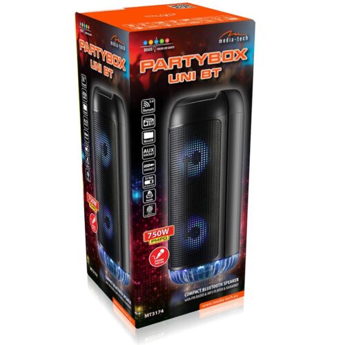 Акустична система 1.0 Media-Tech Partyox Uni B Bluetooth FM/MP3/Кaraoke 30Вт., LED Light - Зображення 6