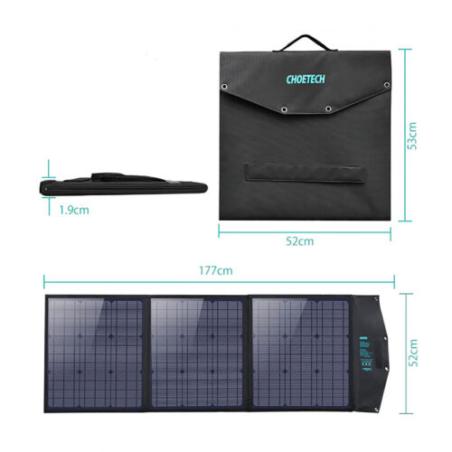 Сонячна панель Choetech 120W (177x53см) DC120W,1*USB QC3.0 18W,1*USB-C PD3.0 60W, 1xUSBA 12W - Зображення 5