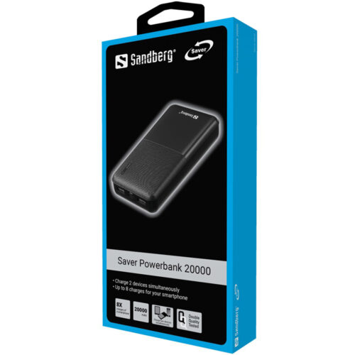 УМБ Sandberg 20000 mAh Saver UPS mode, 2xUSB, 2.4A, Type-C + MicroUSB - Зображення 2