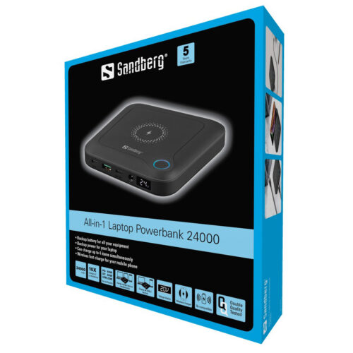 УМБ Sandberg PD 24000mAh 85W All-in1 Laptop, UPS mode,  DC 12-24V/4А, USB, Type-C OUT PD - Зображення 4