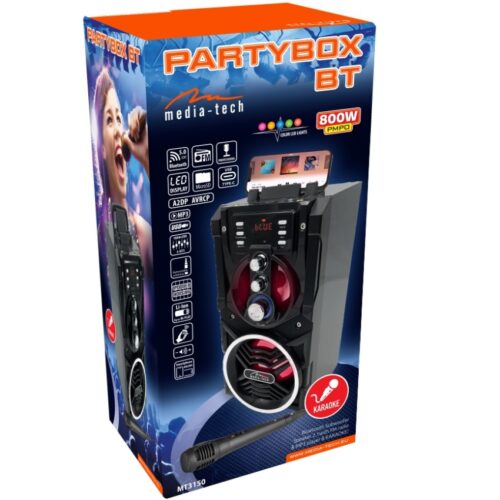 Акустична система 1.0 Media-Tech 18W, Bluetooth/FM/AUX/SD/USB/КАРАОКЕ чорна - Зображення 6