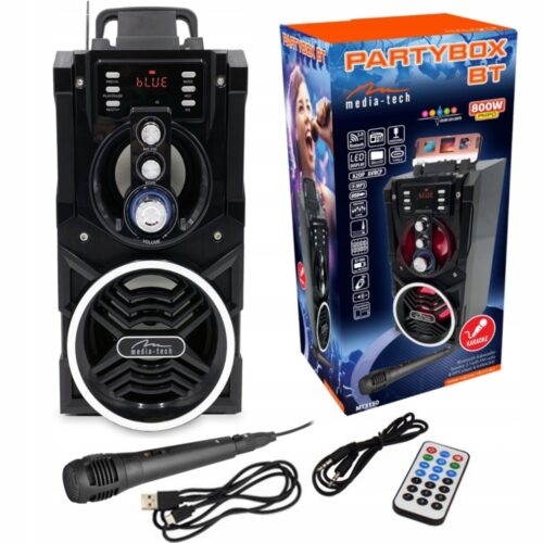 Акустична система 1.0 Media-Tech 18W, Bluetooth/FM/AUX/SD/USB/КАРАОКЕ чорна - Зображення 7