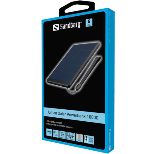 УМБ сонячна Sandberg PD Urban 10000 mAh, UPS mode, PD QC 3.0, 2xUSB, Type-C OUT - Зображення 3